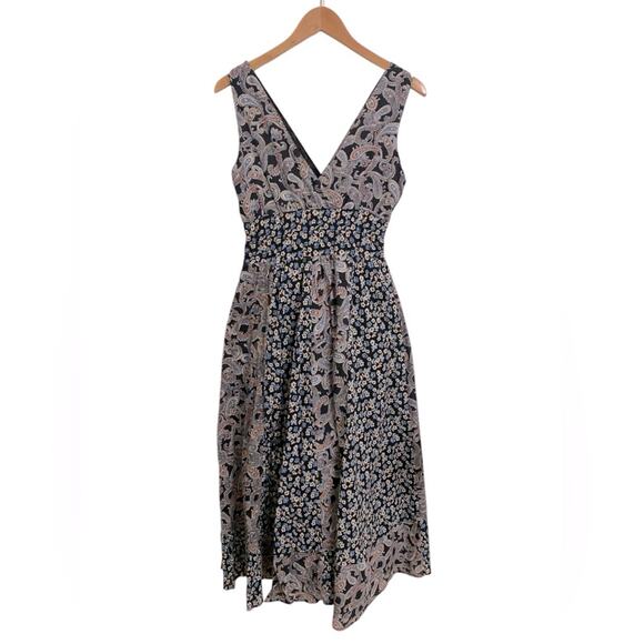 Jane Ashley Women's V-Neck Paisley and Floral Prairie Boho Cottage Maxi Dress MP - Picture 1 of 7